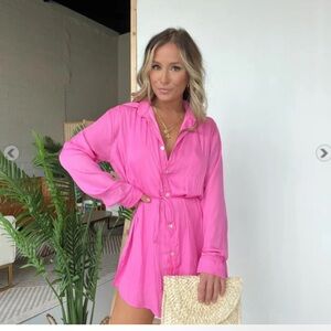 Pink satin romper dress size medium